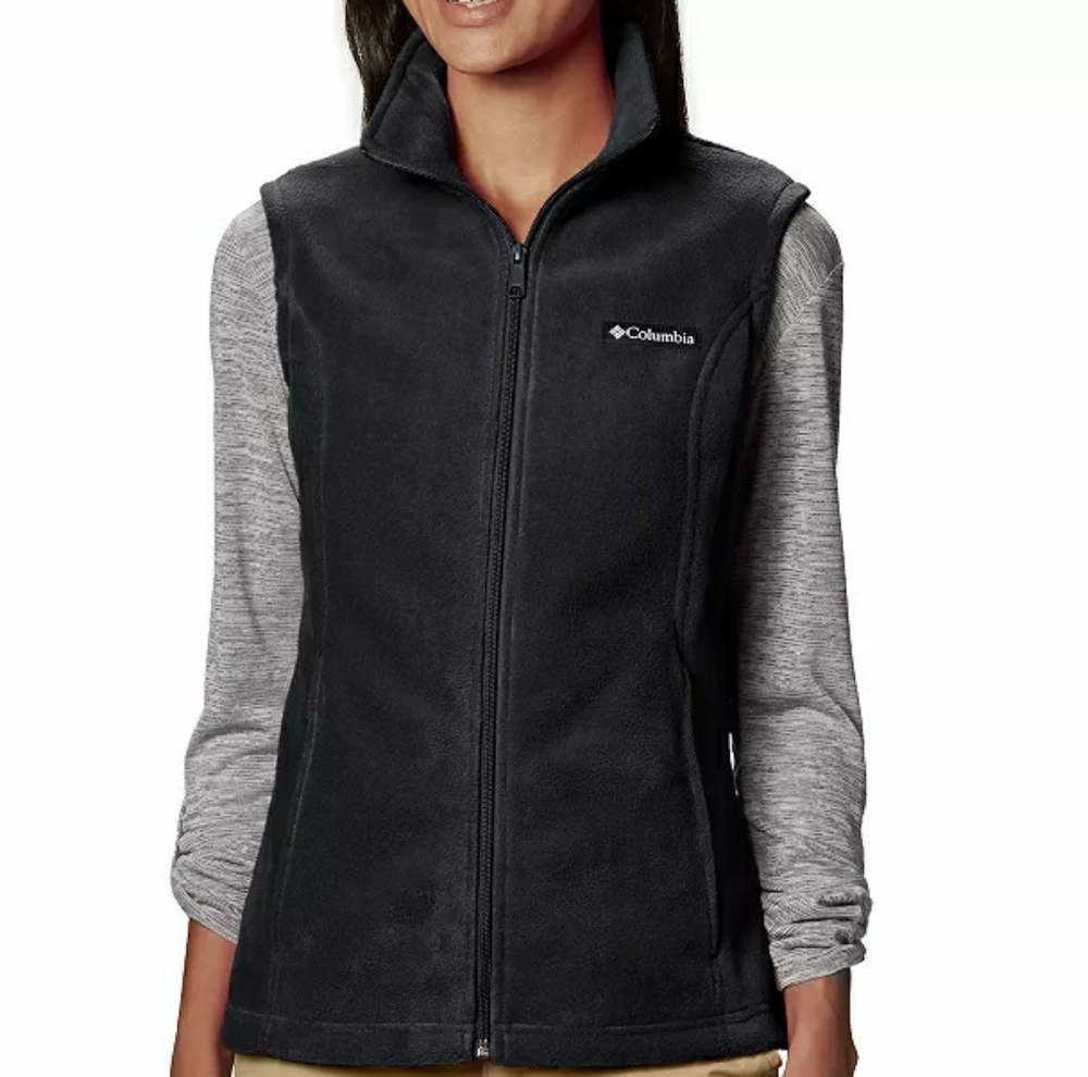 Columbia Womens Benton Springs Black Full Zip Fleece Vest 2X